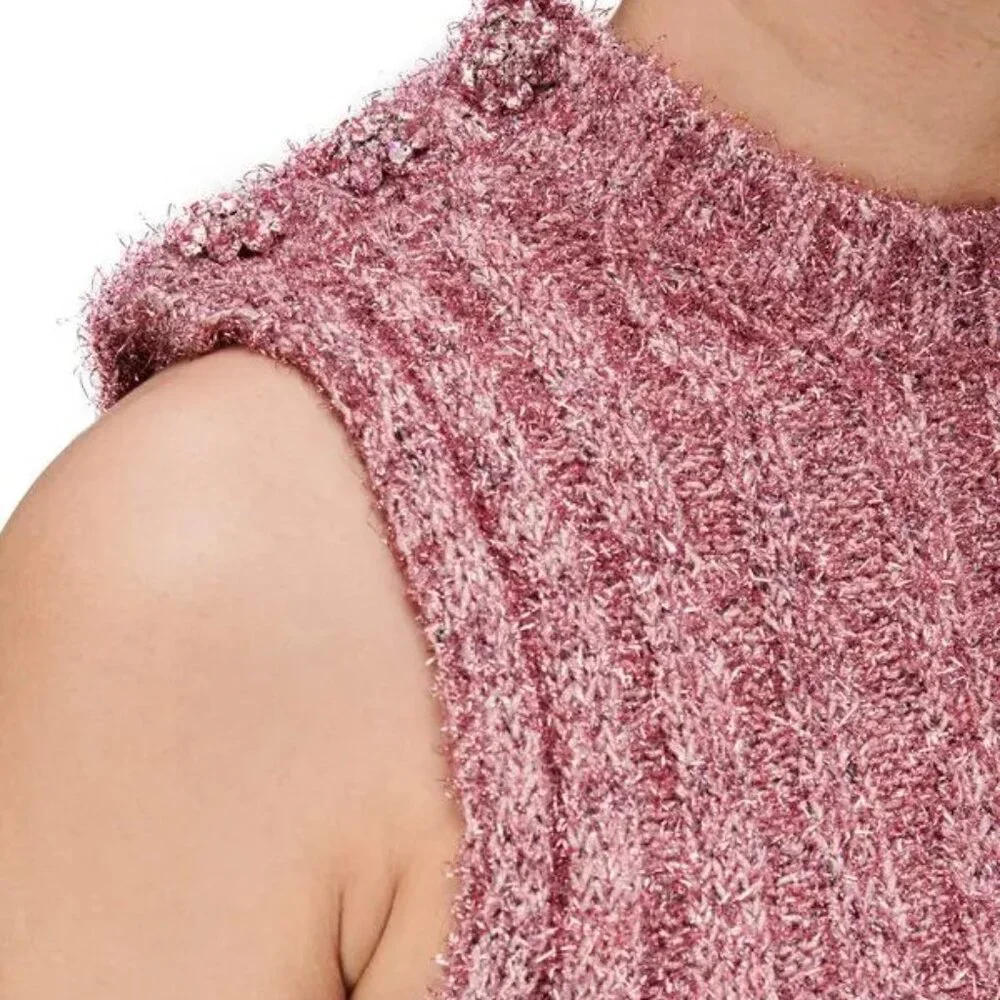 Ganni Metallic Ribbed Knit Vest Size L - Picture 4 of 7